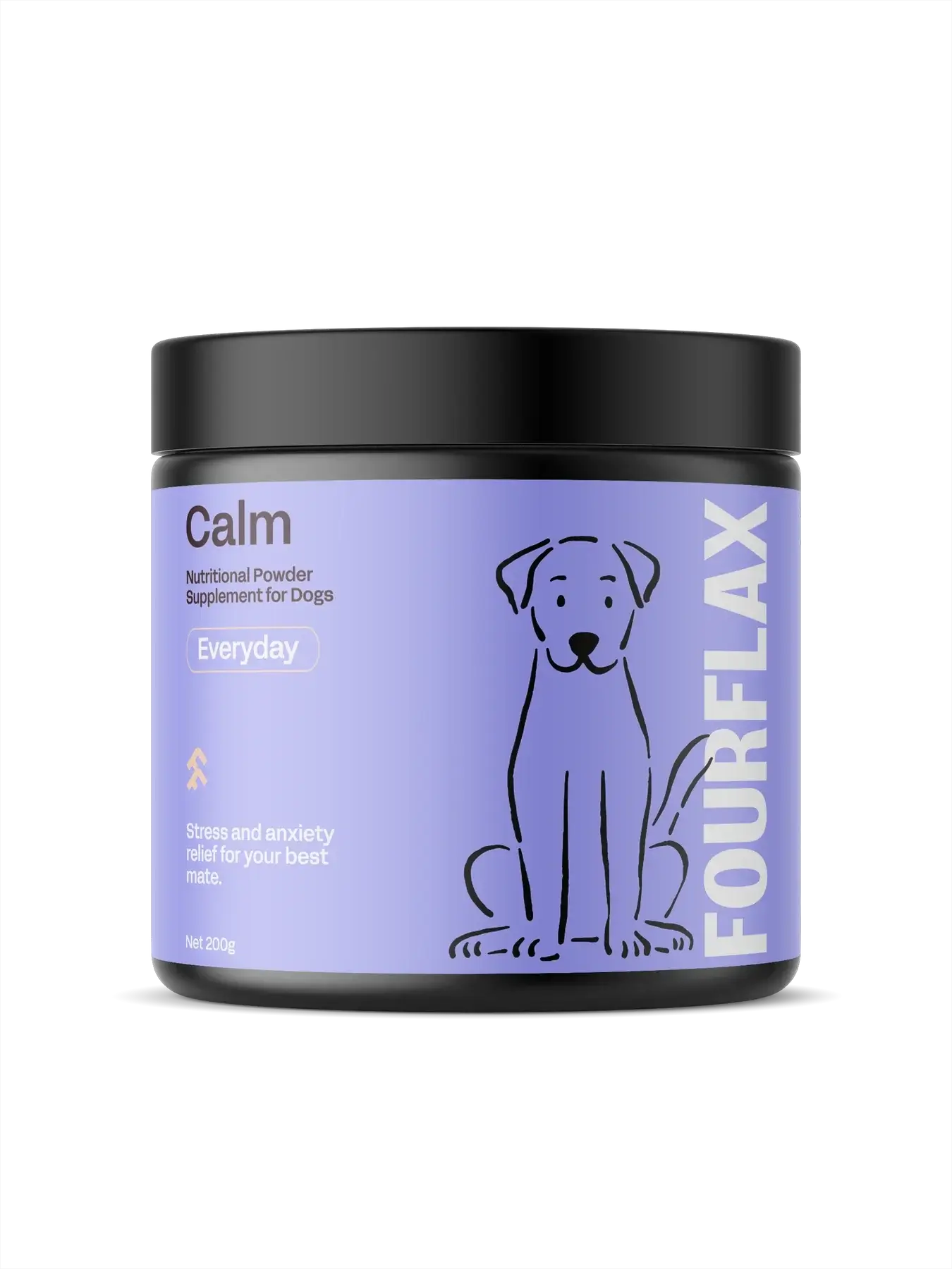 FourFlax Calm powder supplement for dogs on a white background