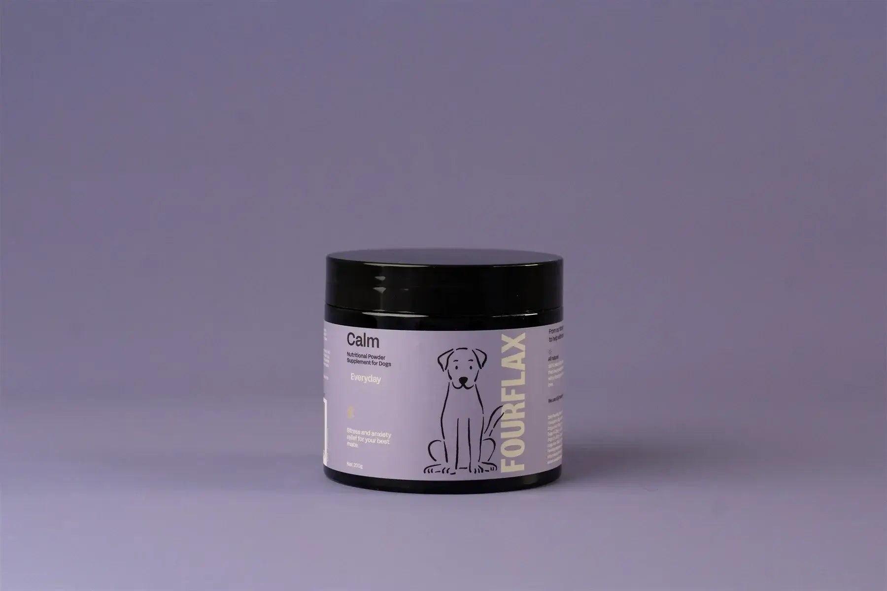 FourFlax Calm product jar on a gray background