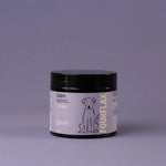 FourFlax Calm product jar on a gray background