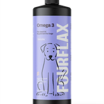 FourFlax Omega 3 fish oil supplement bottle for dogs on a white background