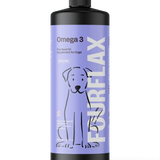 FourFlax Omega 3 fish oil supplement bottle for dogs on a white background