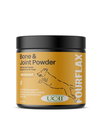 FourFlax Bone & Joint Powder supplement for dogs on a white background