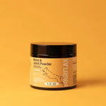 Jar of Bone & Joint Powder with branding on a yellow background