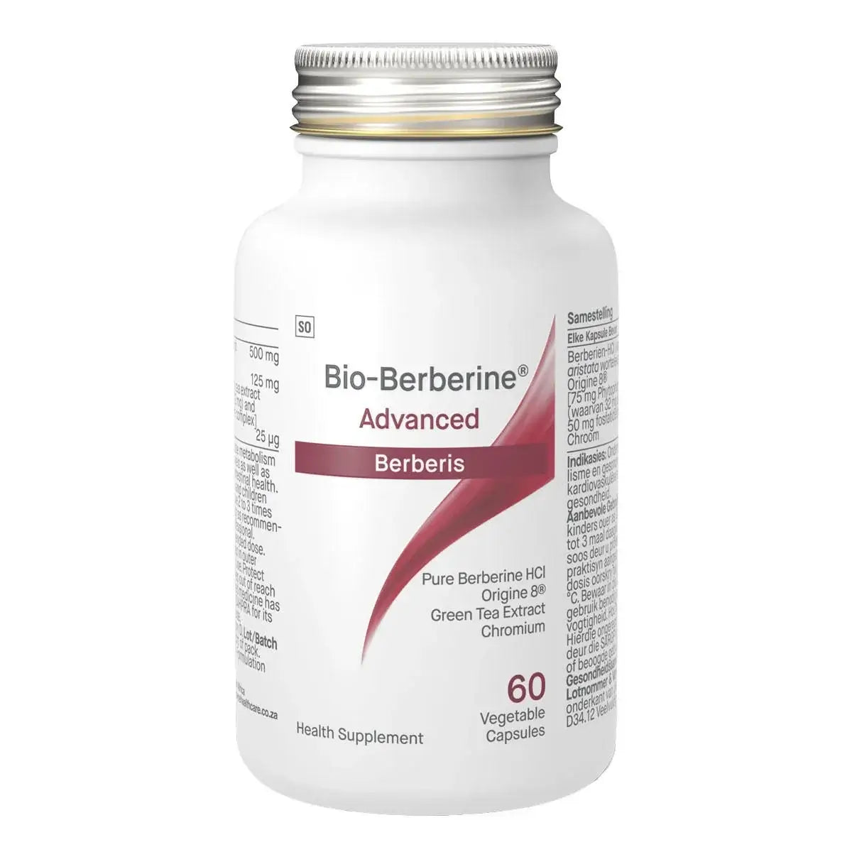 Bio-Berberine Advanced 60 Caps bottle with berberine and green tea extract for metabolic support.