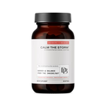 Bottle of 'Calm the Storm' supplement with a black cap on a white background