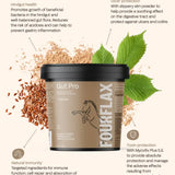 Fourflex Gut Pro supplement container with text on benefits on a light background