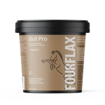 FourFlax Gut Pro supplement container for horses on a white background