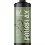 FourFlax Skin & Coat supplement bottle for horses on a white background