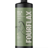 FourFlax Skin & Coat supplement bottle for horses on a white background