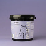 Container labeled 'Calm' with a horse illustration on a purple background