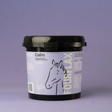 Container labeled 'Calm' with a horse illustration on a purple background
