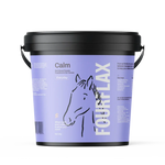 Bucket labeled 'Fourflax' with a horse illustration on a white background