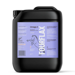 Black container with a purple label featuring a horse and text on a white background