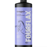 FourFlax Omega 3 supplement bottle for horses on a white background