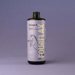 Fourflax Omega 3 supplement bottle on a purple background