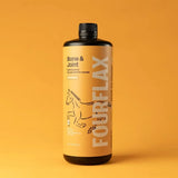 FourFlax bottle for horse care on a yellow background