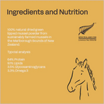Product label with ingredients and nutrition information on a yellow background