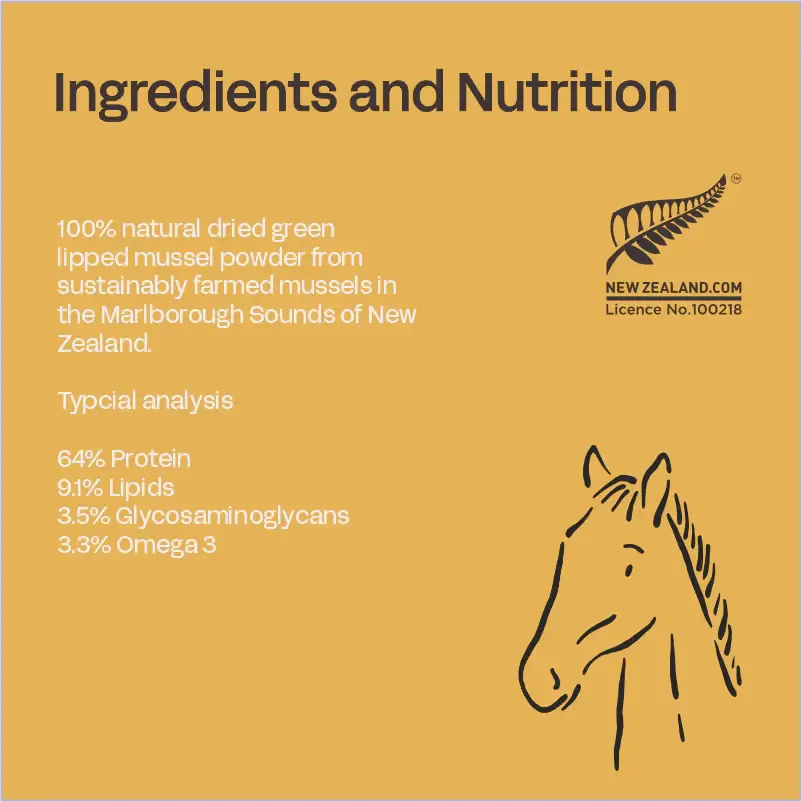 Product label with ingredients and nutrition information on a yellow background