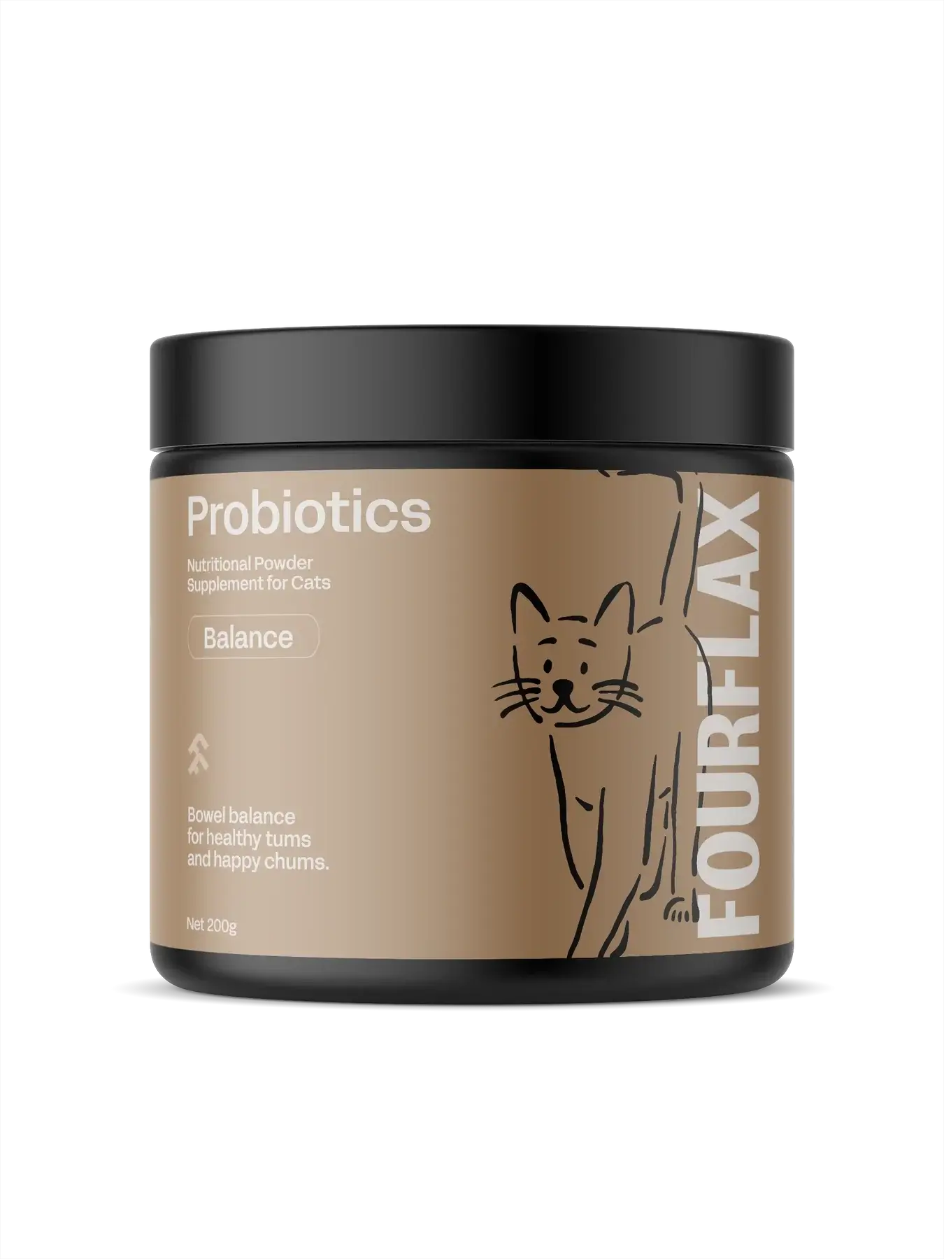 FourFlax probiotics for cats on a white background