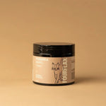 Jar of Fourflax product on a beige background
