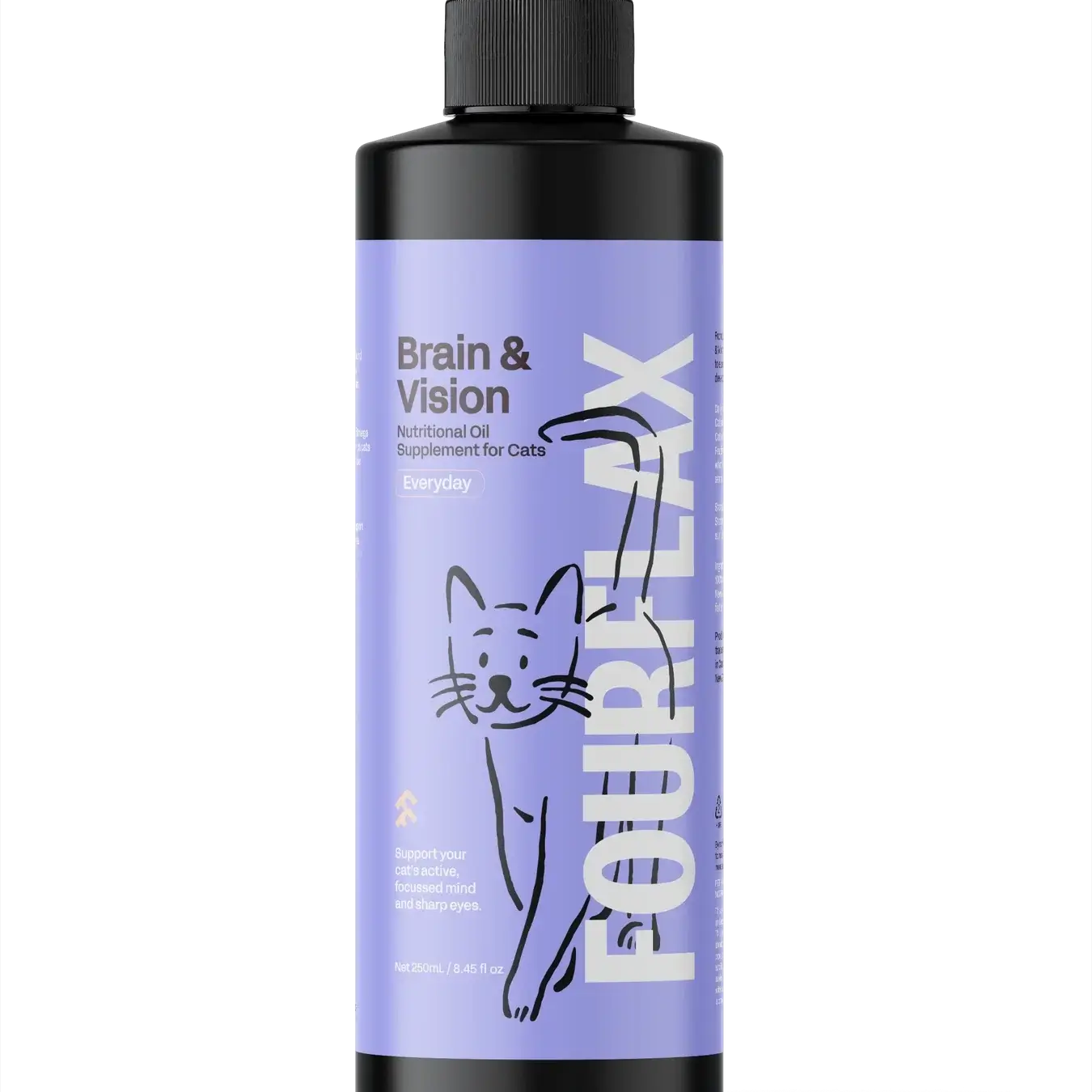 Fourflax Feline Fish & Flax 250ml fish and flax oil supplement for brain health in cats.