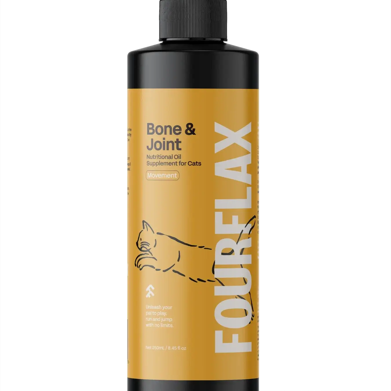 FourFlax Bone & Joint supplement bottle for cats on a white background