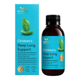 Harker Herbals Children's Deep Lung Support 150ml packaging – Windback NZ.