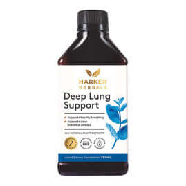Harker Herbals Deep Lung Support 500ml packaging – Windback NZ.