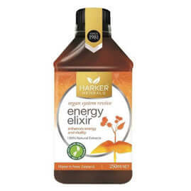 Harker Herbals Energy Elixir 250ml packaging – Windback NZ.