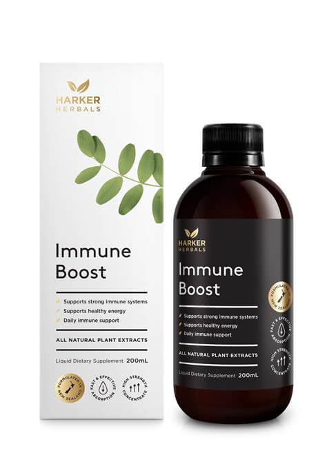 Harker Herbals Immune Boost 100ml packaging – Windback NZ.