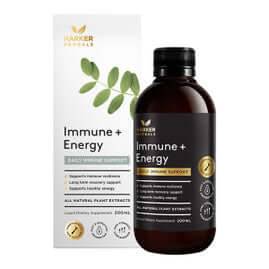 Harker Herbals Immune + Energy 200ml packaging – Windback NZ.