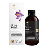 Stress Relief product packaging with bottle and box on a white background