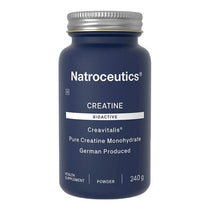Natroceutics® Creatine Bioactive 240g - pure creatine monohydrate in a dark blue container.