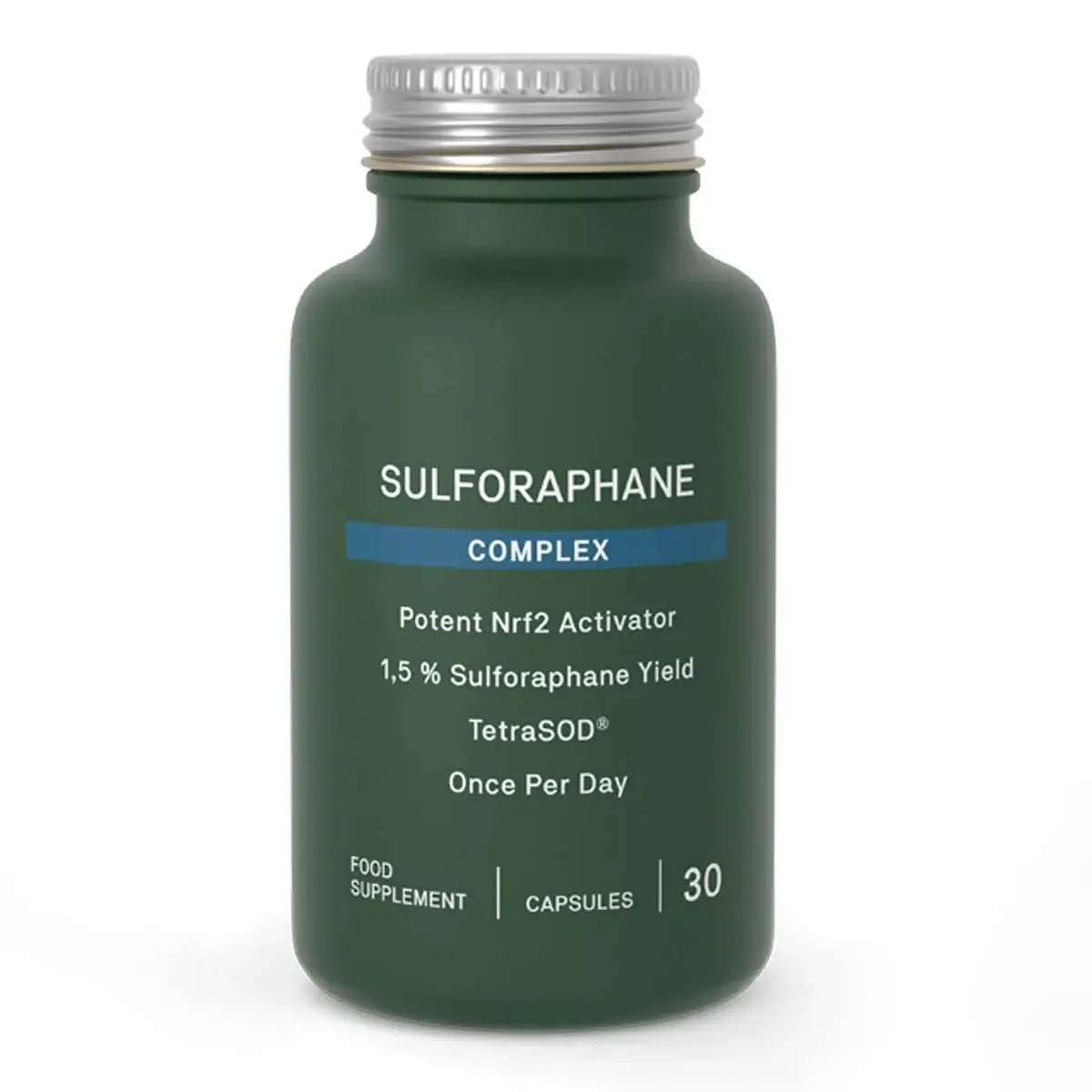 Natroceutics® NRF2 Complex (Sulforaphane) 30 caps in a green bottle with a silver lid for cellular health and detox support.
