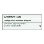 Supplement facts for Natroceutics® Creatine Bioactive 240g showing dosage size and creatine monohydrate content.