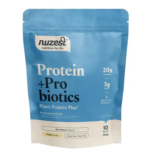 Nuzest Protein + Probiotics 300g French Vanilla packaging - Windback NZ