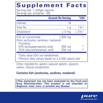 Supplement Facts for Pure Encapsulations EPA DHA Essentials 90 Caps, detailing ingredients and nutritional information.