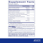 Pure Encapsulations Macular Support Formula 60 Caps supplement facts label detailing key ingredients and nutritional information.