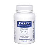 White supplement bottle labeled 'pure encapsulations Macular Support Formula' on a white background