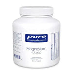 Pure Encapsulations Magnesium (citrate) 180 Caps supplement bottle with dosage information.