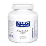 Pure Encapsulations Magnesium (citrate) 180 Caps supplement bottle with dosage information.