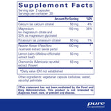 Supplement Facts of Pure Encapsulations Muscle Cramp/Tension Formula 60 Caps, highlighting calcium, magnesium, potassium, and herbal ingredients.