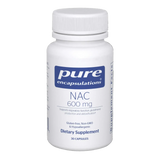Pure Encapsulations NAC 600mg 90 Caps - Dietary supplement bottle for respiratory support.