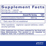 Pure Encapsulations NAC 900mg 120 Caps supplement facts label showing N-Acetyl-L-Cysteine dosage and ingredients.