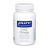Pure Encapsulations O.N.E. Omega 60 Caps dietary supplement bottle with 1000 mg EPA and DHA per softgel.