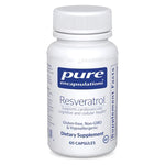Bottle of pure encapsulations Resveratrol dietary supplement on a white background