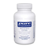 White supplement bottle labeled 'pure encapsulations Resveratrol EXTRA' on a white background