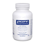 Supplement bottle labeled 'pure encapsulations UltraMag Magnesium' on a white background