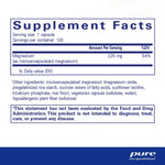 Supplement Facts for Pure Encapsulations UltraMag Magnesium 120 Caps, showing magnesium and other ingredients.