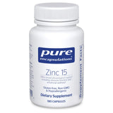 Pure Encapsulations Zinc 15 180 Caps dietary supplement bottle for immune and everyday wellness support.